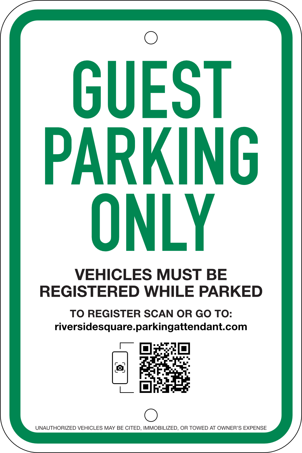 Guest Parking Self-registration Sign: Option #1, 12x18