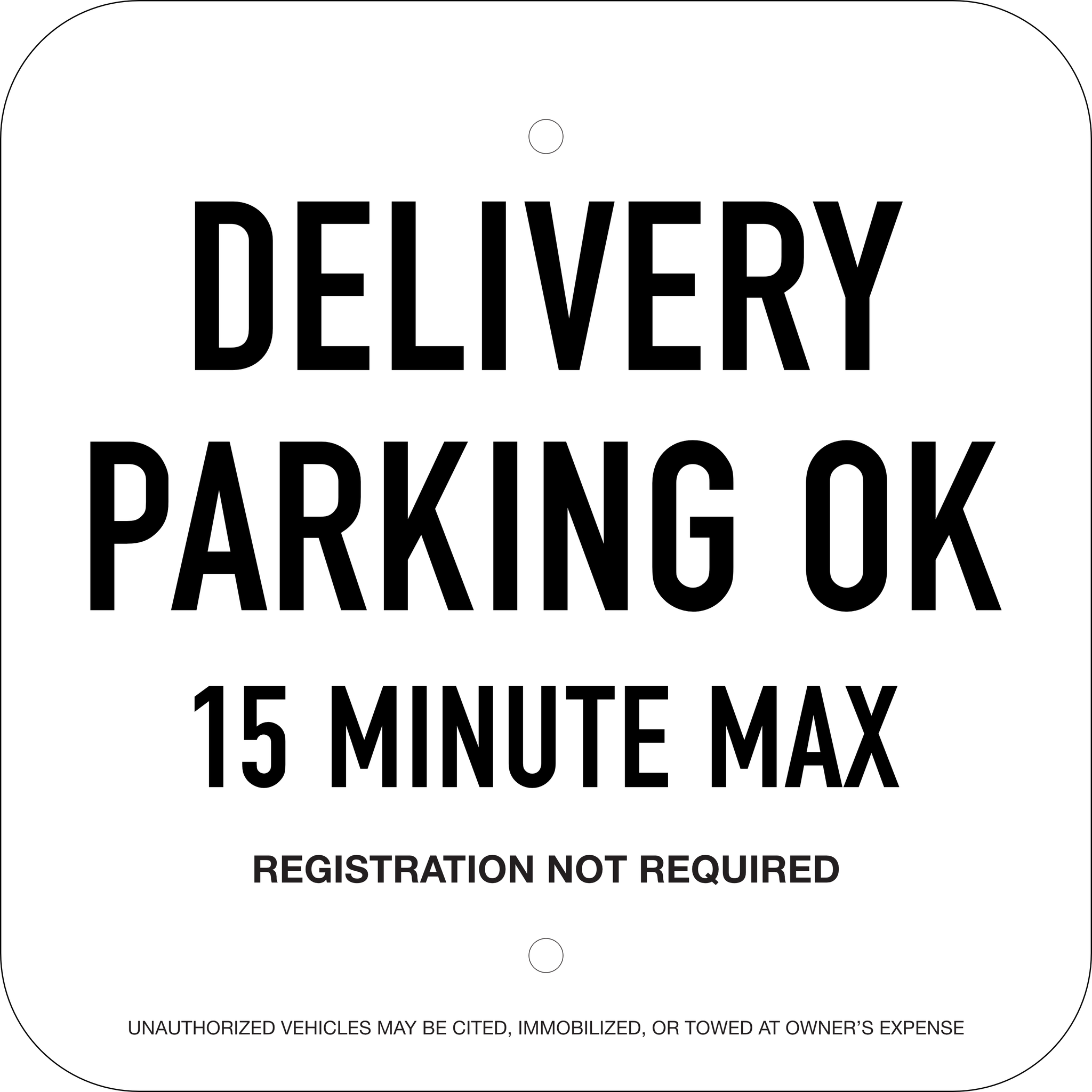 15 Minute Delivery Supplemental Sign: Option 1, 12x12