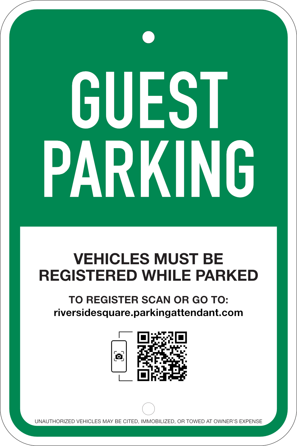 Guest Parking Self-registration Sign: Option #2, 12x18