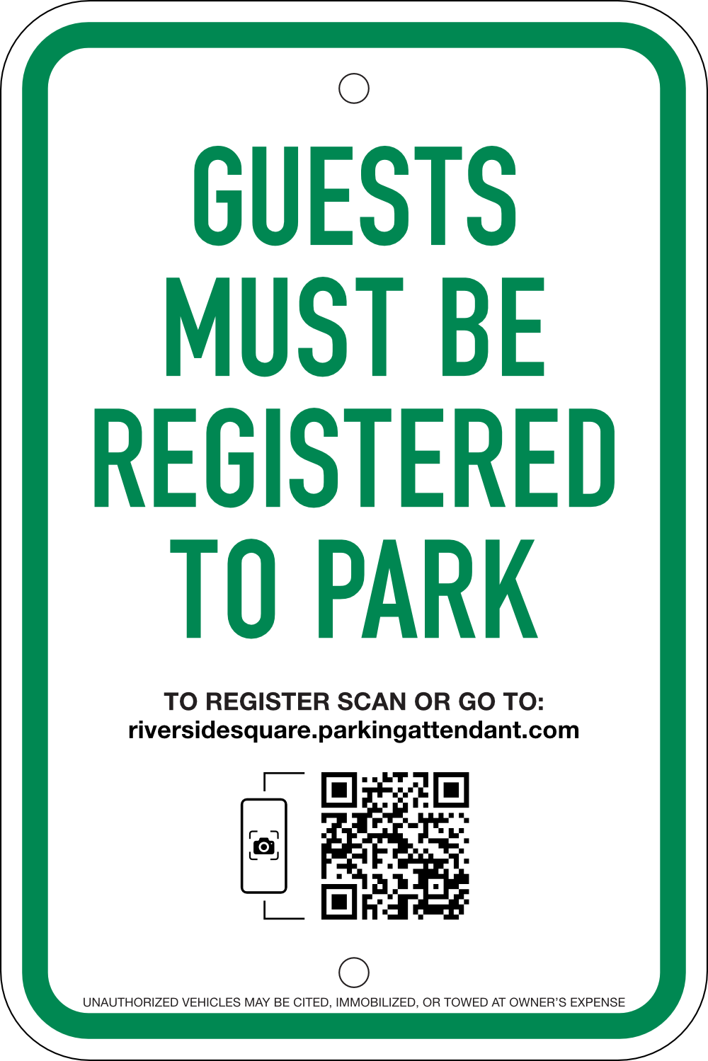 Guest Parking Self-registration Sign: Option #3, 12x18