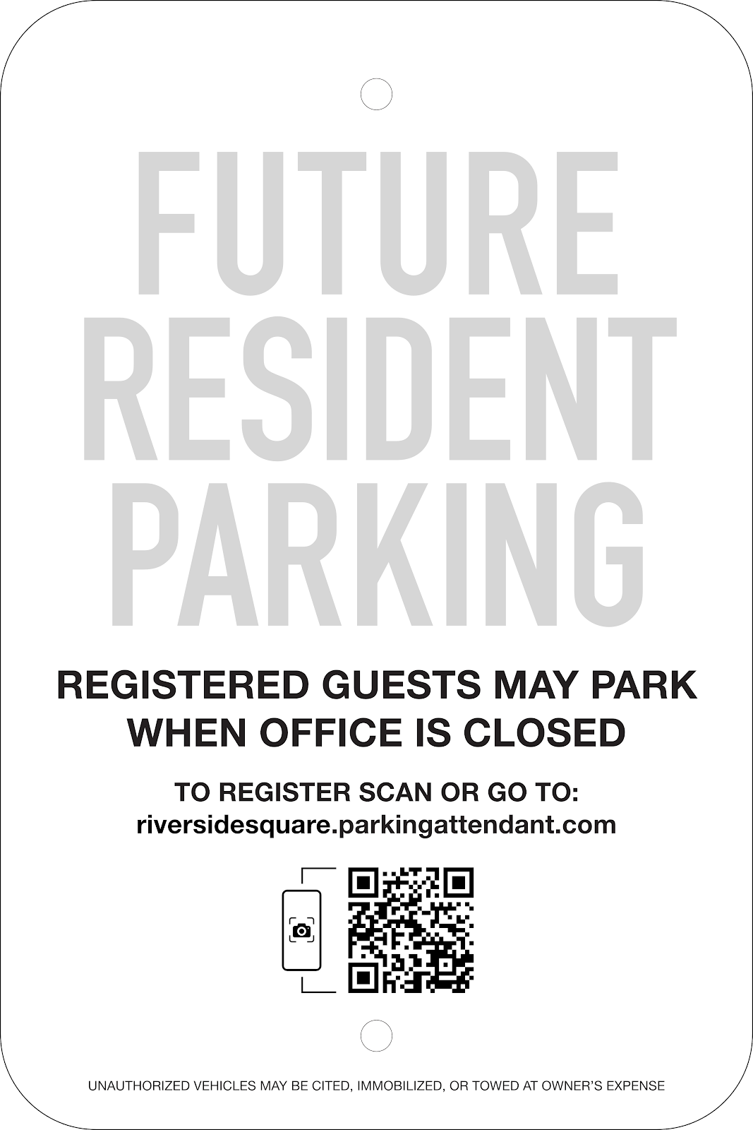 Mixed Future Resident/Guest Parking Sign Self-Registration: Option #1, 12x18