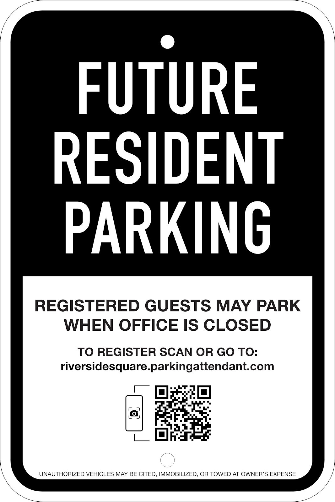 Mixed Future Resident/Guest Parking Sign Self-Registration: Option #2, 12x18