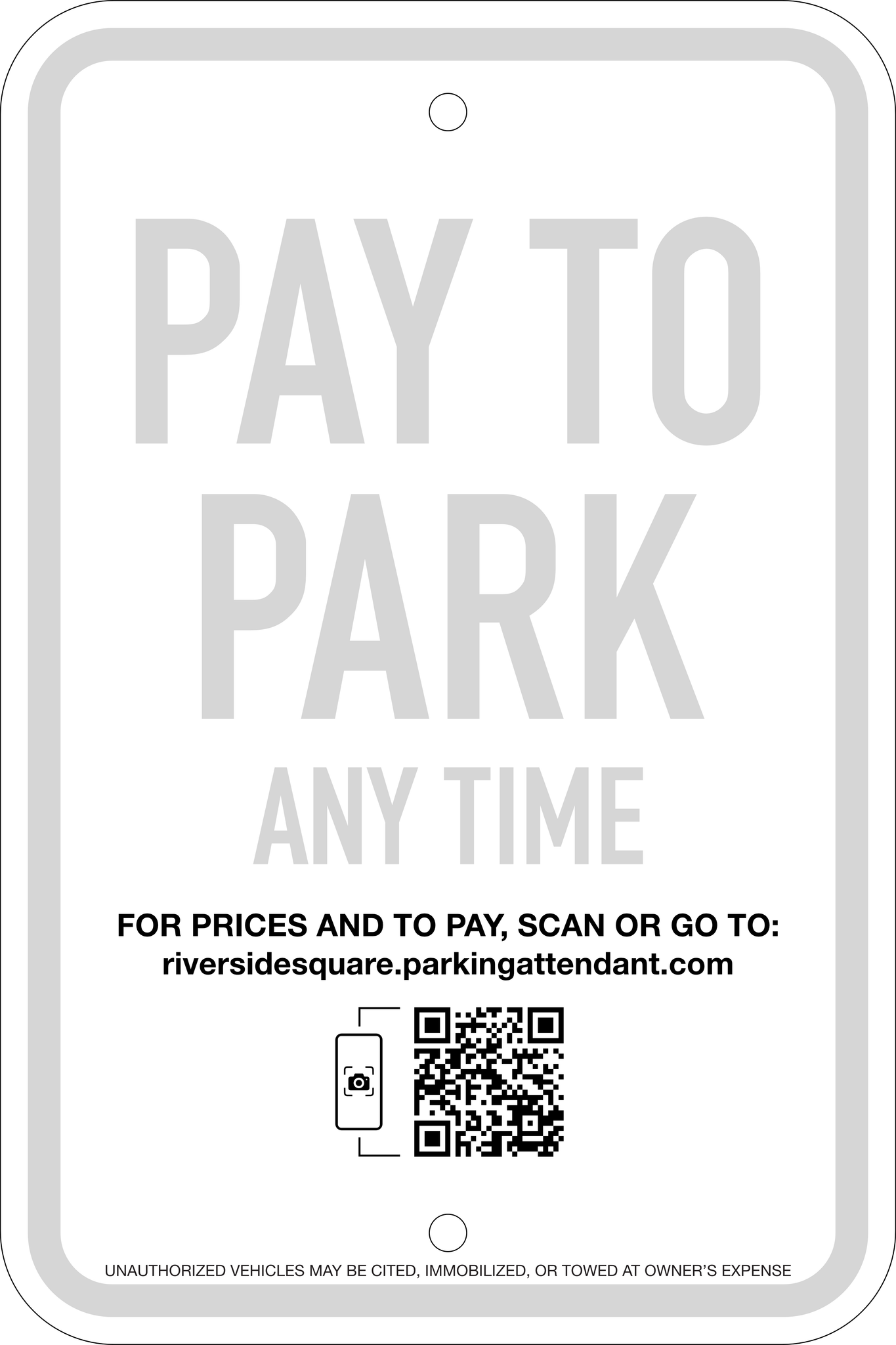Pay-to-Park Sign: Option #2, 12X18