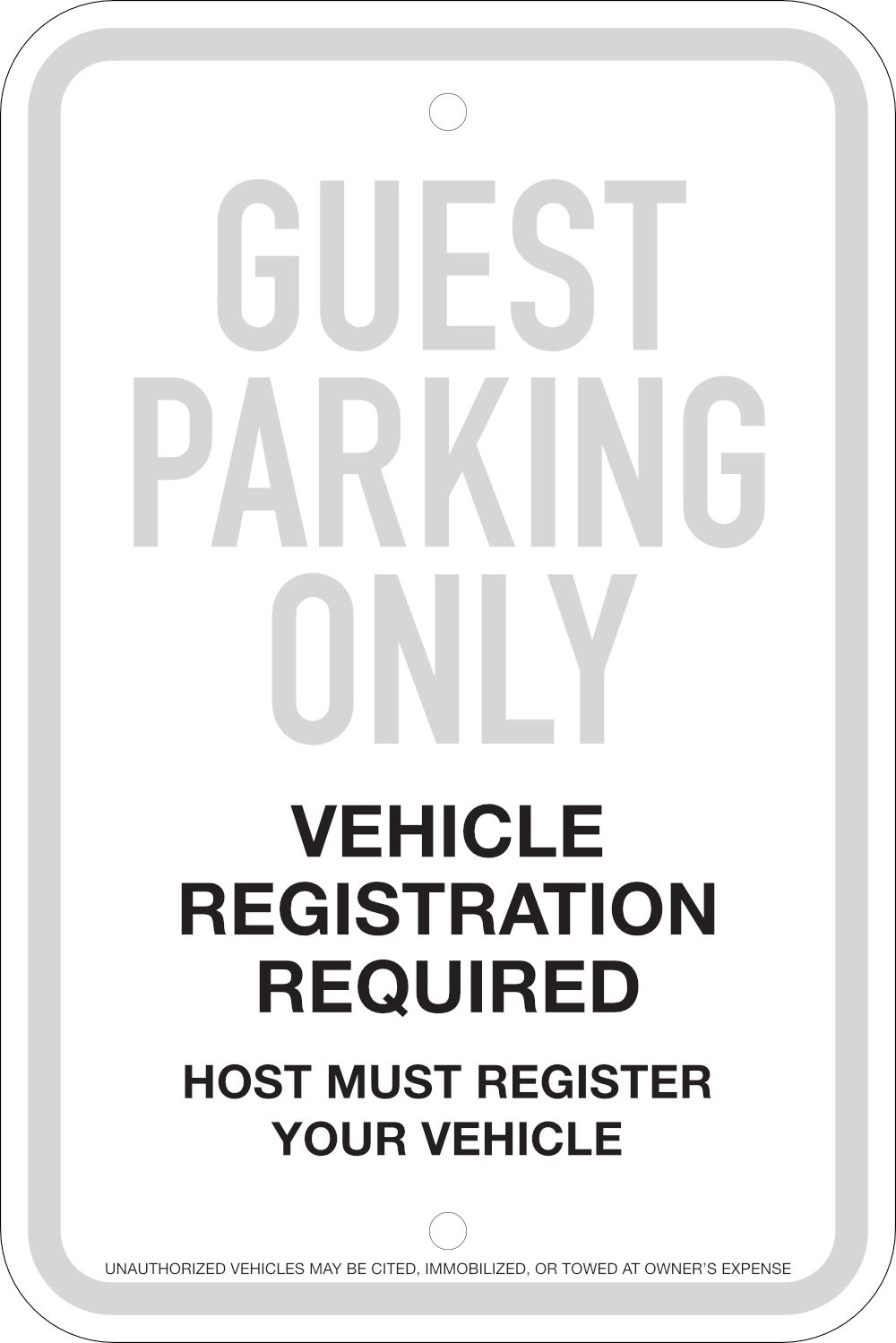 Guest Parking Resident-registration Sign: Option #1, 12x18