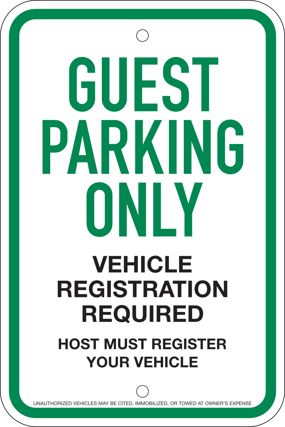 Guest Parking Resident-registration Sign: Option #1, 12x18