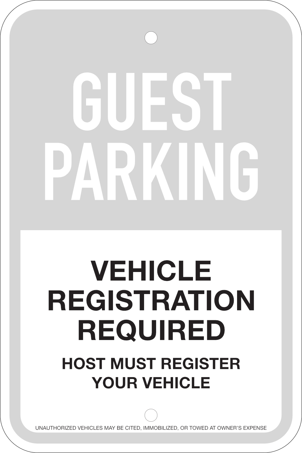 Guest Parking Resident-registration Sign: Option #2, 12x18