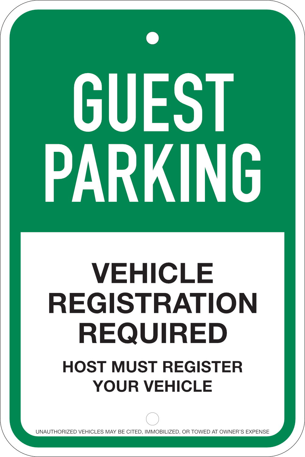 Guest Parking Resident-registration Sign: Option #2, 12x18