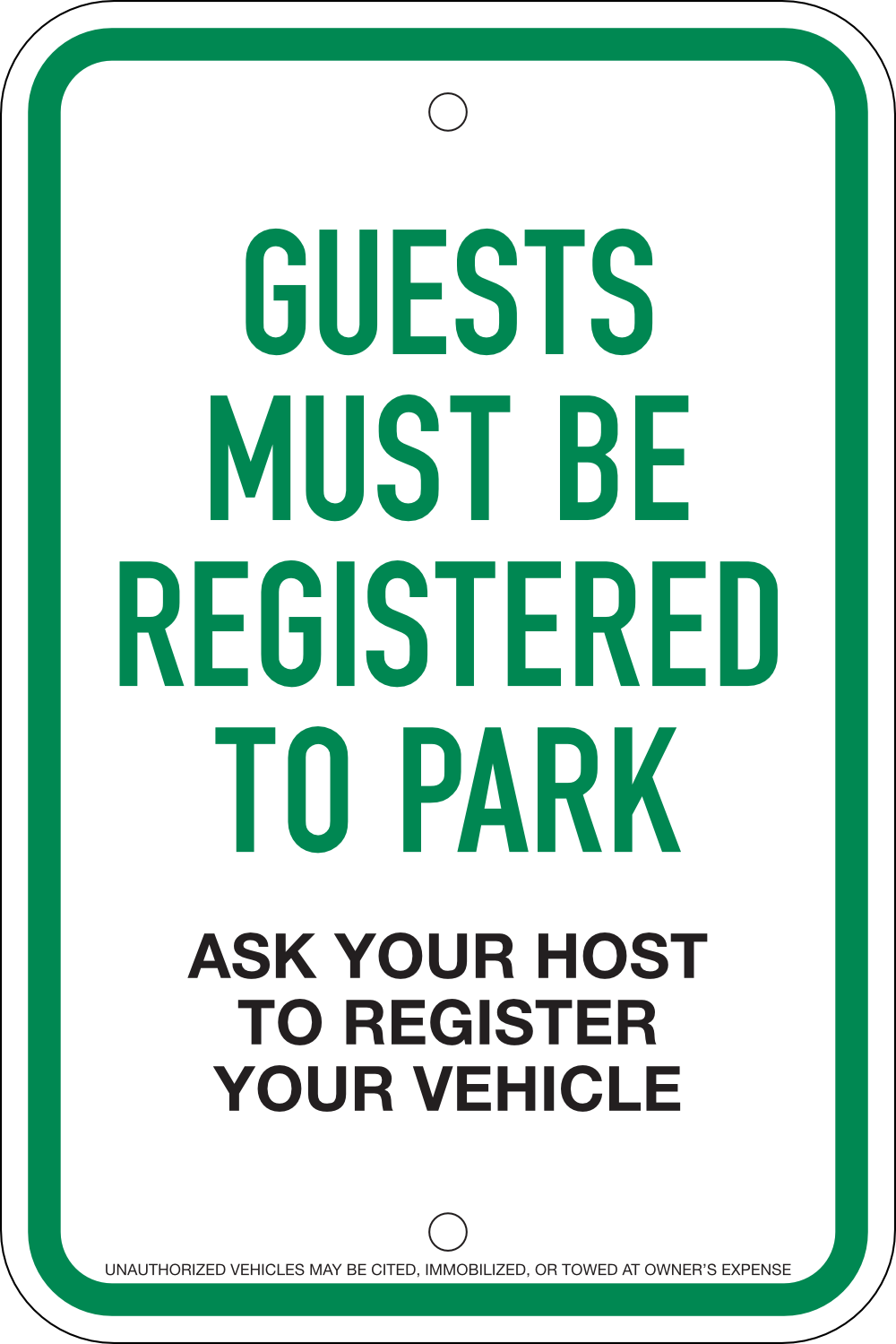 Guest Parking Resident-registration Sign: Option #3, 12x18