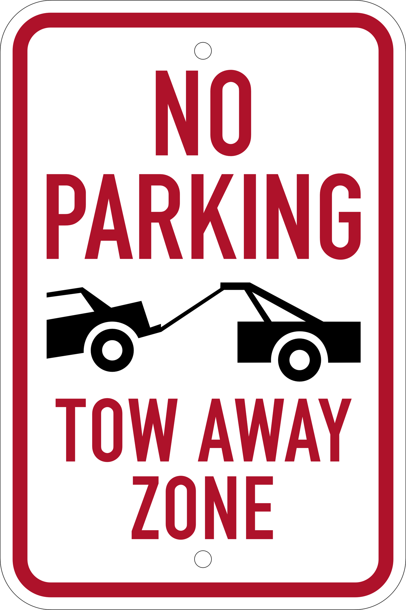 No Parking Tow Away Zone Sign, 12X18