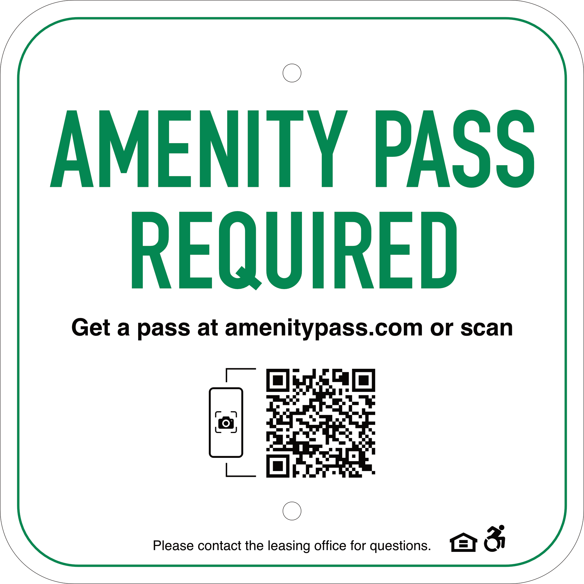 Amenity Pass Aluminum Sign